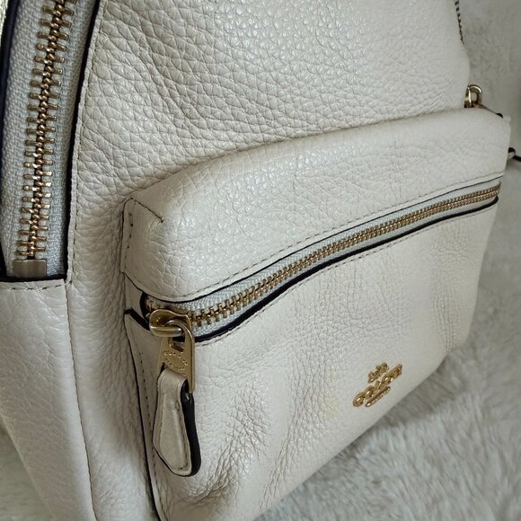 Coach Mini Charlie Cream Pebble Leather Backpack A1881 F28995 main image 4